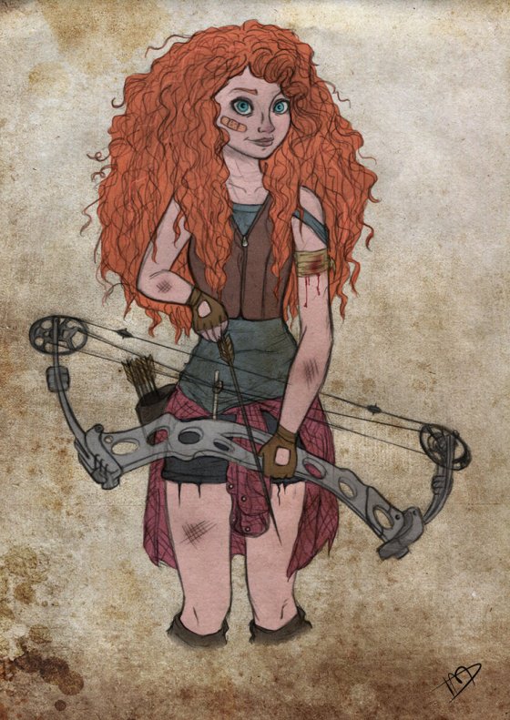 Merida from "Brave" - notice ye never see any zombies wearin' kilts! Erin go Bragh!